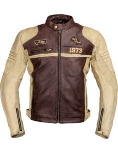 Meeste nahast mootorratturi jakk W-TEC Retro - Must-pruun-beež