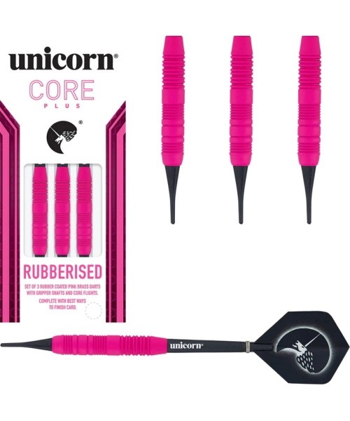 Noolemängu nooled Unicorn Core Plus Rubberized Brass Pink, 3 tk