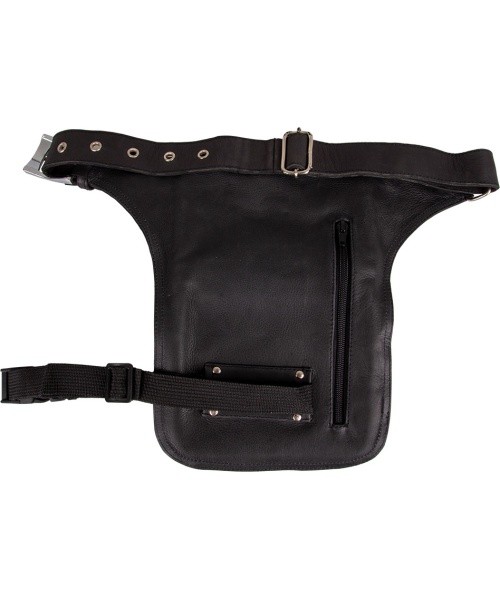 Motorcycle Thigh Bag W-TEC Black Heart Devil Skull Black Leather