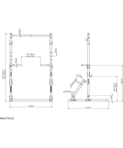Stationary bar with stands and handrails for dips MS-U116 2.0 - Marbo Sport
