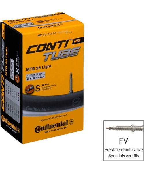 Continental MTB 26 Light inner tube, 26" x 1.75/2.4" (47/60-559), FV 42 mm