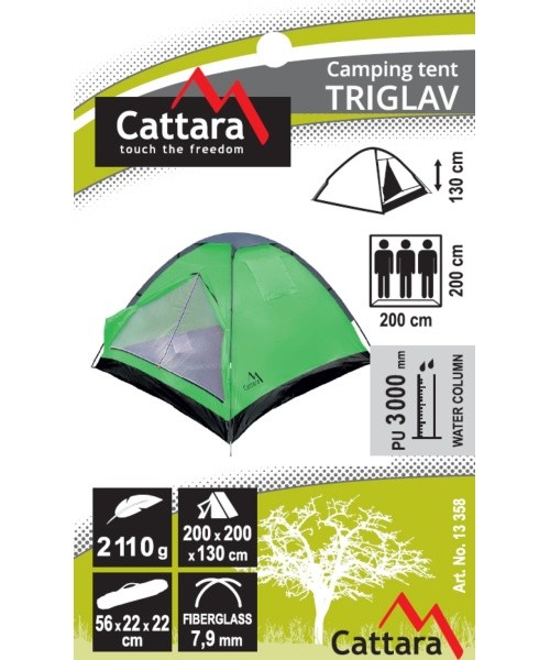 3-Person Tent Cattara Triglav 200x200x130 cm