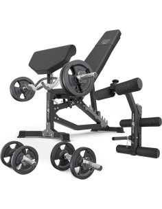 Set MS39_2.0_42KG | Double-sided adjustable training bench + prayer bar + press + set of grips and weights 42 kg - Marbo Sport