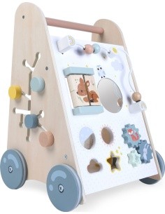 Wooden push walker educational stroller