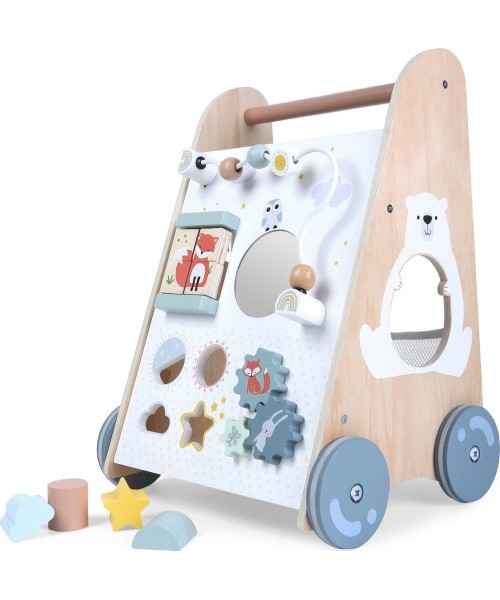 Wooden push walker educational stroller