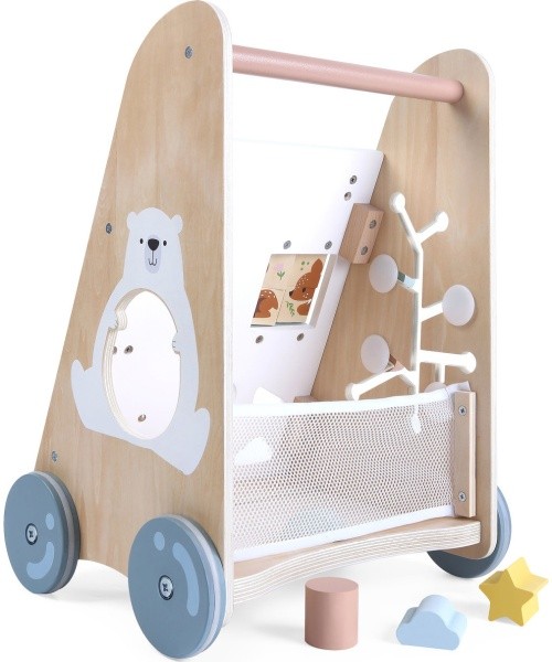 Wooden push walker educational stroller