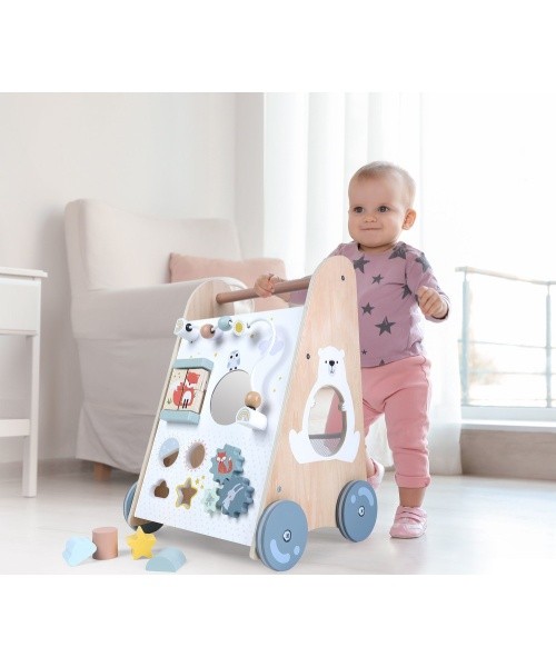 Wooden push walker educational stroller