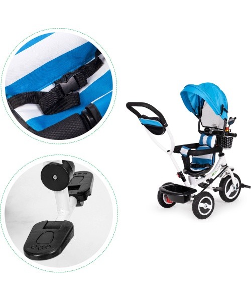 360 ° rotary tricycle with folding roof Ecotoys Grey