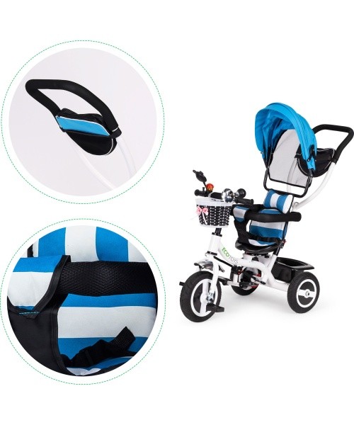 360 ° rotary tricycle with folding roof Ecotoys Grey