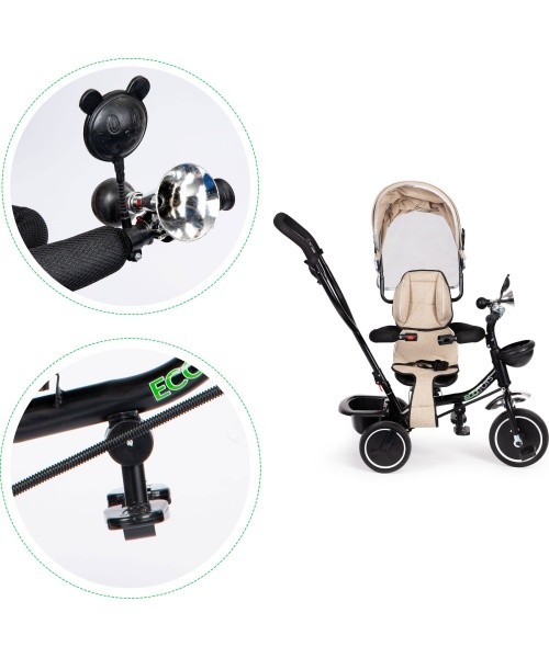 Kolmratas ECOTOYS pööratava istmega, beež