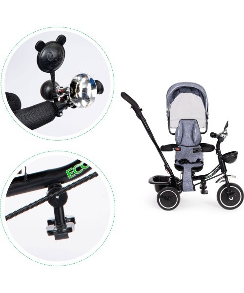 Tricycle with swivel seat canopy ECOTOYS