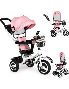 Kolmerattaline pöörleva varikatuse ja kummiratastega ECOTOYS
