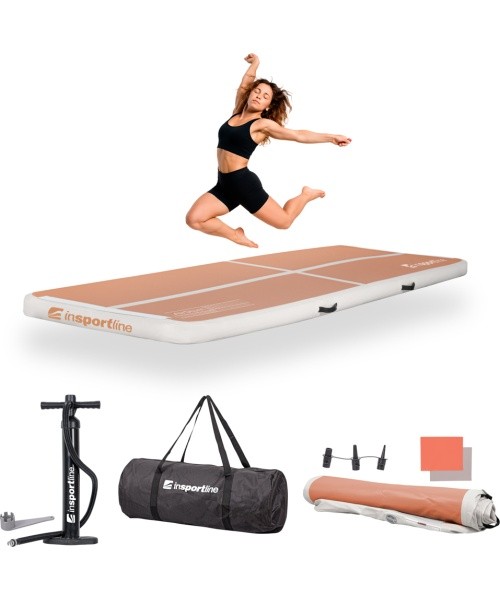 Inflatable Exercise Mat inSPORTline Airstunt 300 x 100 x 10 cm Mocha Mousse w/ Hand Pump