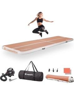 Inflatable Exercise Mat inSPORTline Airstunt 400 x 100 x 10 cm Mocha Mousse w/ Electric Pump