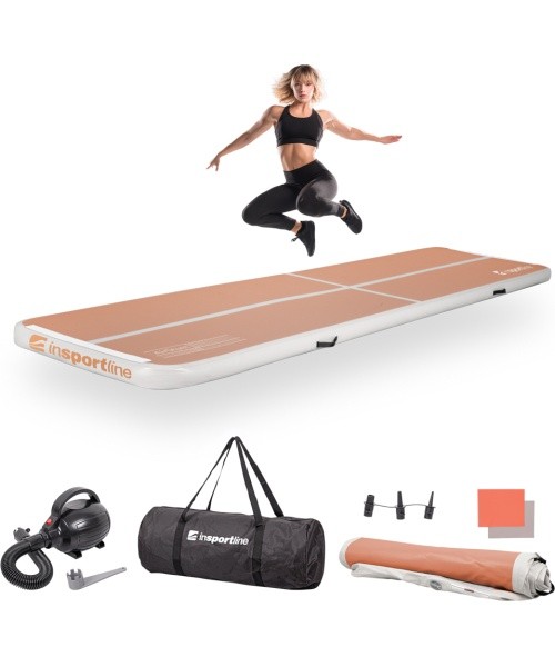 Inflatable Exercise Mat inSPORTline Airstunt 400 x 100 x 10 cm Mocha Mousse w/ Electric Pump