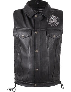 Nahkne mootorratturi vest W-TEC Highstake - Must