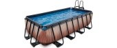EXIT Wood pool 400x200 cm with sand filter pump - brown Framed pool Rectangular 7020 L