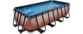 EXIT Wood pool 400x200 cm with sand filter pump - brown Framed pool Rectangular 7020 L