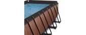 EXIT Wood pool 400x200 cm with sand filter pump - brown Framed pool Rectangular 7020 L
