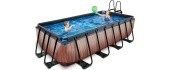 EXIT Wood pool 400x200 cm with sand filter pump - brown Framed pool Rectangular 7020 L