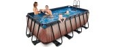 EXIT Wood pool 400x200x122cm with sand filter pump - brown
