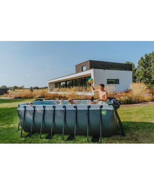 EXIT Wood pool 400x200x122cm with sand filter pump - brown