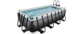 EXIT Black Leather pool 400x200x100cm with sand filter pump - black