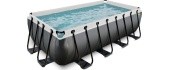 EXIT Black Leather pool 400x200x100cm with sand filter pump - black
