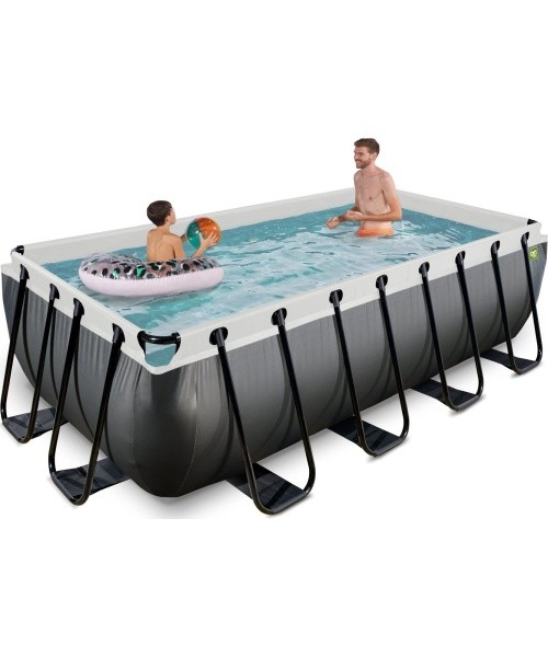 EXIT Black Leather pool 400x200x100cm with sand filter pump - black