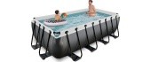 EXIT Black Leather pool 400x200x100cm with sand filter pump - black