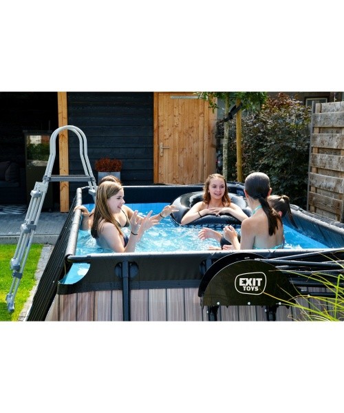 EXIT Black Leather pool 400x200x100cm with sand filter pump - black
