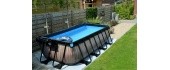EXIT Black Leather pool 400x200x100cm with sand filter pump - black