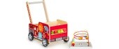 Wooden Educational Pushchair With Blocks Eco Toys Fire Brigade