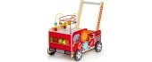 Wooden Educational Pushchair With Blocks Eco Toys Fire Brigade