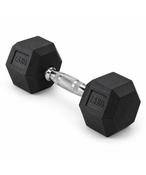 HEX PRO Rubber Dumbbell - 7,5 kg