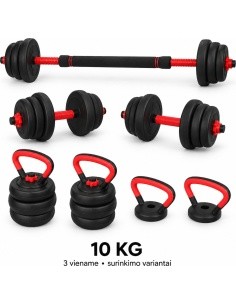 Adjustable Dumbbell, Barbell & Kettlebell 3-in-1 Set - 10 kg