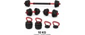 Adjustable Fitke® Dumbbell, Barbell & Kettlebell 3-in-1 Set - 10 kg