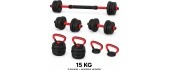 Reguleeritav hantel, kang ja kettlebell, komplekt 3-ühes - 15 kg