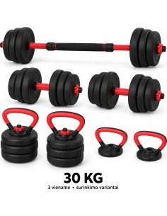 Reguleeritav Fitke® hantel, kang ja kettlebell, komplekt 3-ühes - 30kg