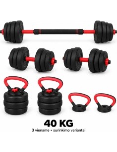 Adjustable Fitke® Dumbbell, Barbell & Kettlebell 3-in-1 Set - 40kg