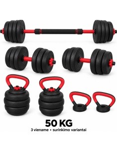 Adjustable Dumbbell, Barbell & Kettlebell 3-in-1 Set - 50kg
