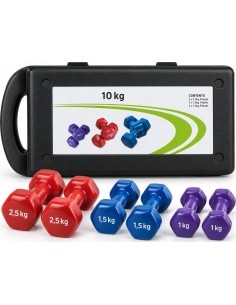 Vinüülhantlite komplekt kandekotiga - 10 kg