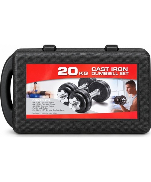 Adjustable Cast Iron Dumbbell Set Fitke® with Carry Case - 20 kg