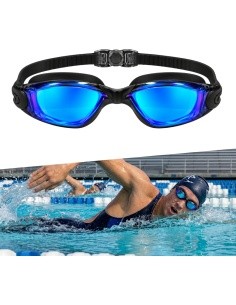 Ujumisprillid inSPORTline Clariflow Mirror - Black with blue mirrored lenses