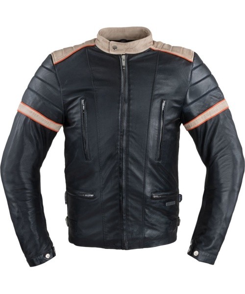 Meeste nahktagi W-TEC Hellsto - Black with Beige and Orange Stripe