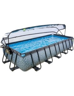 EXIT Stone pool 540x250 cm with dome and sand filter pump - grey Framed pool Rectangular 12600 L