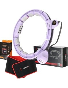 SET HULA HOOP MAGNETIC VIOLET HHM13 WITH WEIGHT + COUNTER HMS + WAIST SUPPORT BR163 BLACK